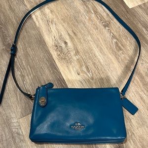 Coach blue leather crossbody/handbag